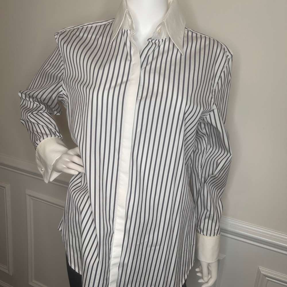 Lauren Ralph Lauren Navy & White Button Up Shirt, Sz. XL - Picture 13 of 16